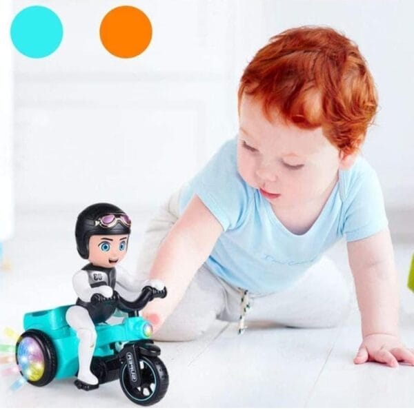 Ragvee 03 Bicycle Stunt Toy for Kids Tricycle Having Bump and Go (with 360 Degree Rotating Stunt (Sky Blue with Grey Rider) - Image 2