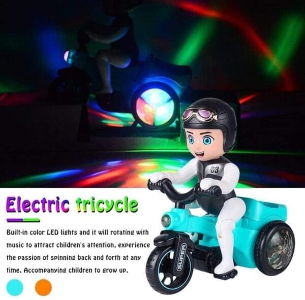 Ragvee 03 Bicycle Stunt Toy for Kids Tricycle Having Bump and Go (with 360 Degree Rotating Stunt (Sky Blue with Grey Rider) - Image 5