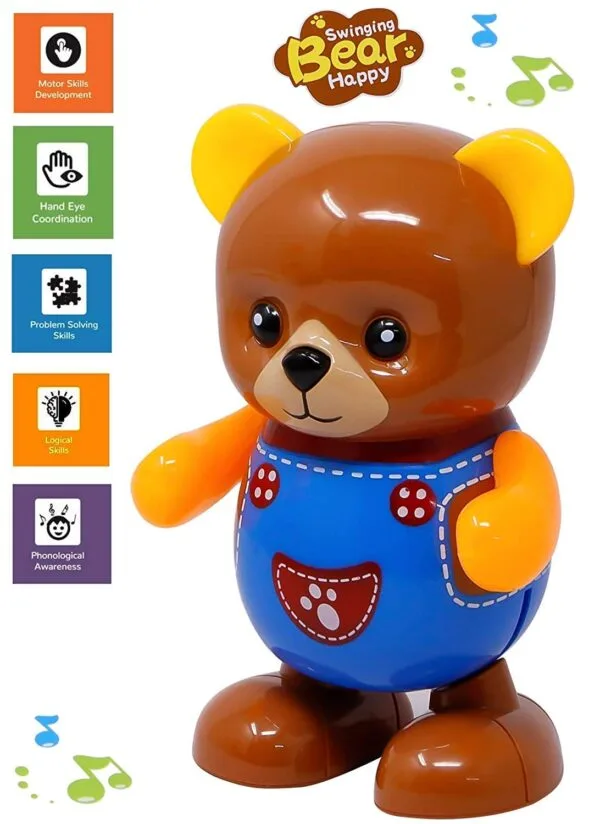 Ragvee Dance Bear Swinging Bear Light Music Dance Happy Bear Toy Action Figure Dancing Hero's with Music Flashlight Super Hero Toys Battery Operated Dancing Bear - Image 4