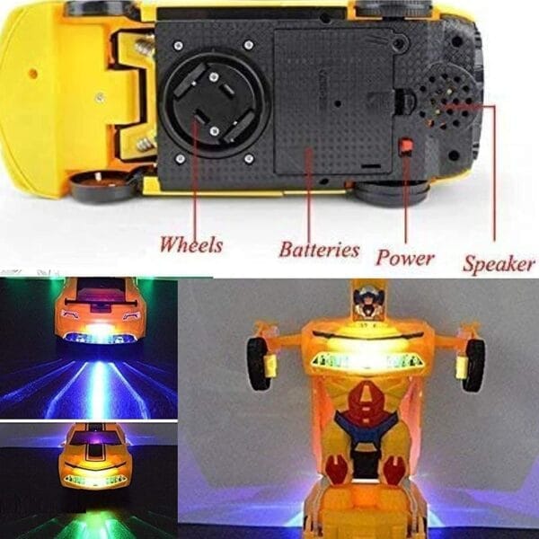 Ragvee Battery Operated Converting Car to Robot, to Car Automatically, with Light and Sound for Kids-Yellow - Image 8