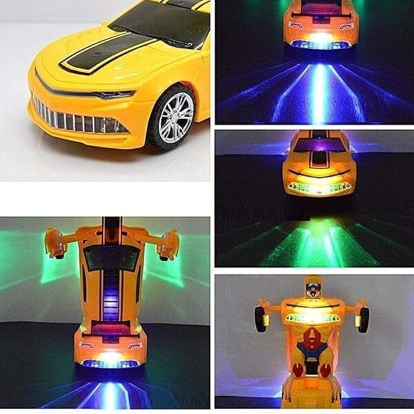 Ragvee Battery Operated Converting Car to Robot, to Car Automatically, with Light and Sound for Kids-Yellow - Image 5