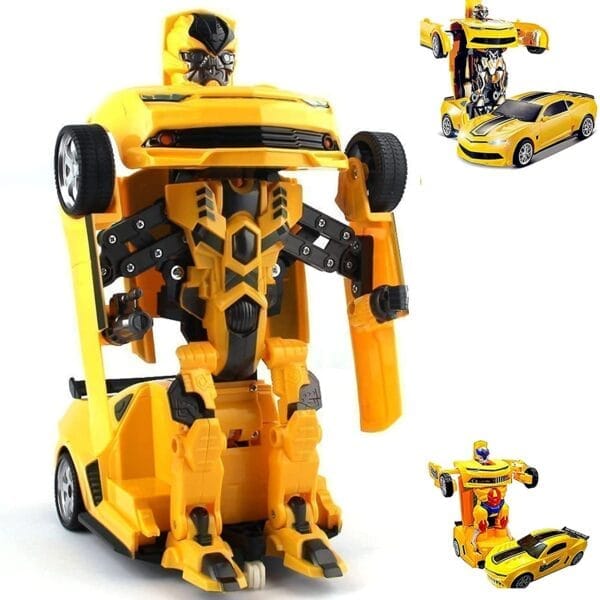 Ragvee Battery Operated Converting Car to Robot, to Car Automatically, with Light and Sound for Kids-Yellow - Image 6