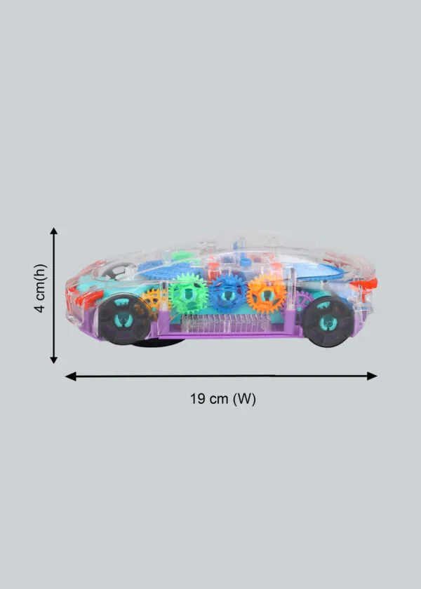 Musical Car Toys for Kids 360 Degrees Rotating Transparent Concept Car with Flashing 3D Light & Sound Toys for Kids 1-4 Years-Multicolour - Image 8